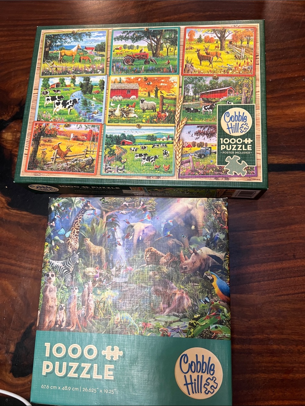 Cobble Hill 1000-Piece Jigsaw Puzzle - Postcards From The Farm & Into The Jungle